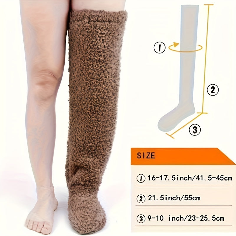 1 Pair Of Men's Thickened And Warm Coral Fleece Over The Knee High Socks, Floor Stockings For Autumn Winter, Leg Warmers