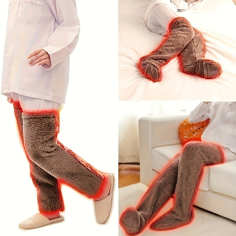 1 Pair Of Men's Thickened And Warm Coral Fleece Over The Knee High Socks, Floor Stockings For Autumn Winter, Leg Warmers