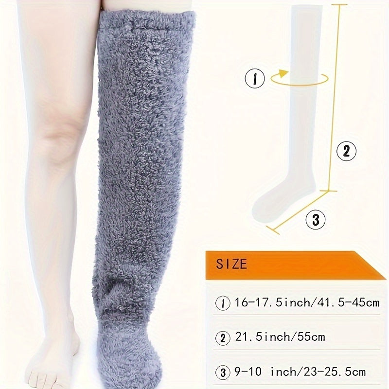 1 Pair Of Men's Thickened And Warm Coral Fleece Over The Knee High Socks, Floor Stockings For Autumn Winter, Leg Warmers